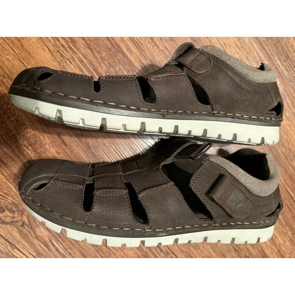 Weinbrenner Brown‎ Leather Fisherman Sandals Mens EU 43 US 10 Closed Toe Rugged